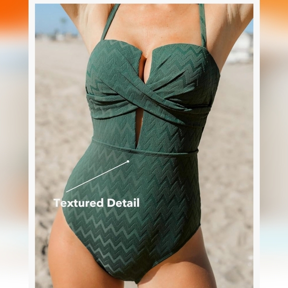 Cupshe. Women's. One Piece Swimsuit. Green. Size Large. NWT. - Picture 5 of 7
